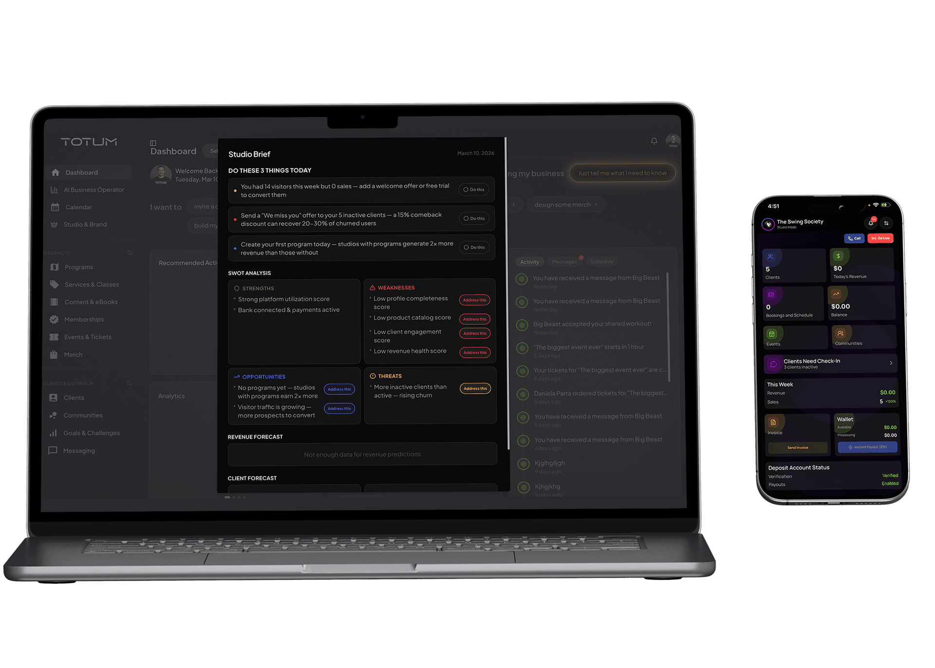 TOTUM Studio Operator - AI business intelligence dashboard